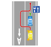 Выезд в нарушение требований, предписанных дорожными знаками и (или) разметкой проезжей части дороги, на полосу для маршрутных транспортных средств, предназначенную для встречного движения.